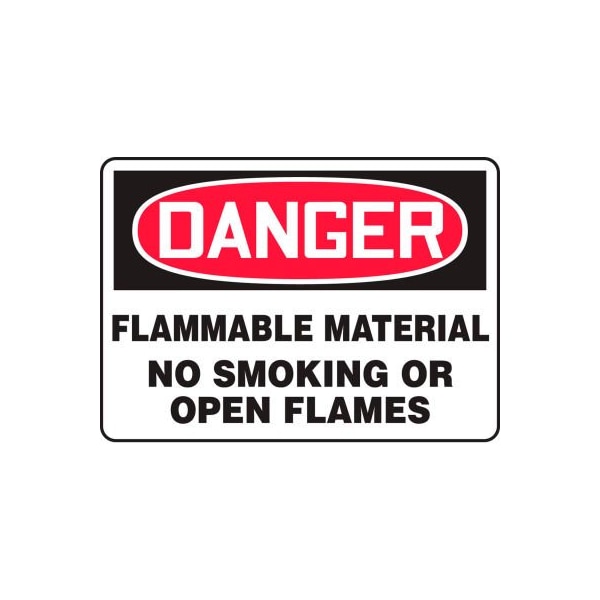 Accuform Accuform Danger Sign, Flammable Material No Smoking Or Open Flames, 10inW x 7inH, Aluminum MSMK251VA - main